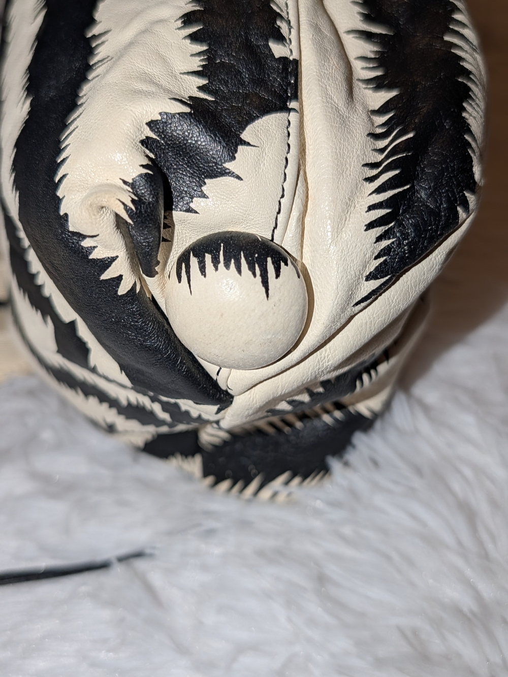 Carlos Falchi Leather Sac Black White - Picture 7 of 13
